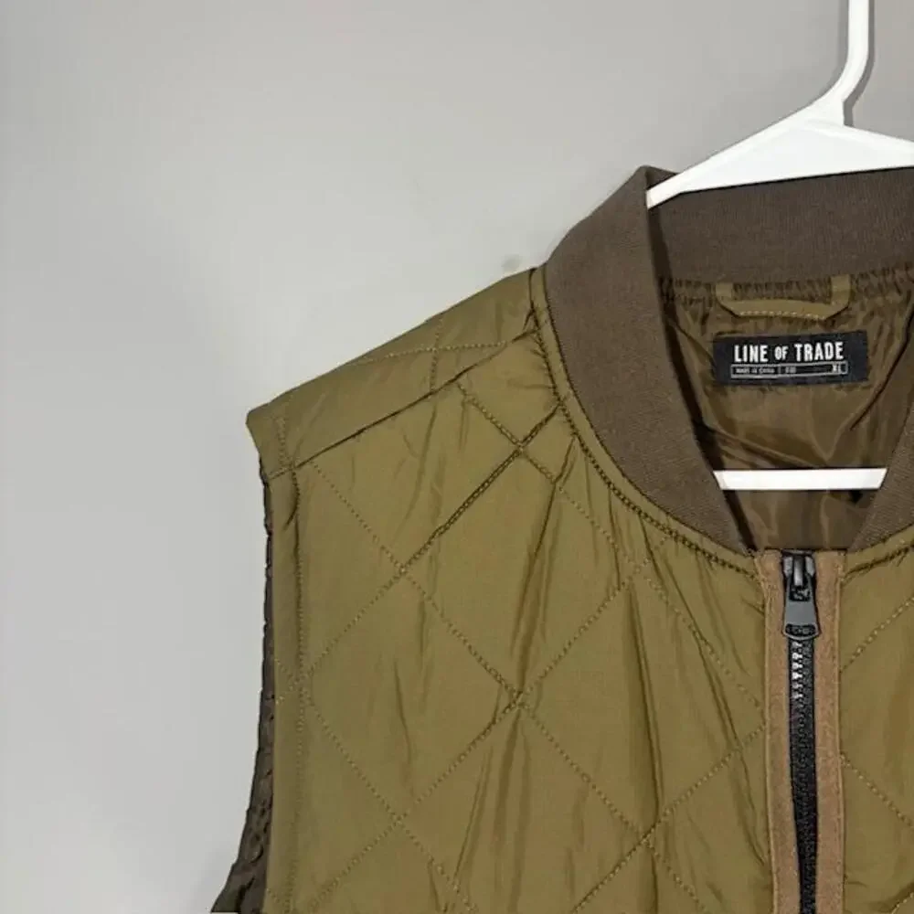 Line Of Trade Vest Mens XL Green Quilted Full Zip Insulated Outdoor Bodywarmer